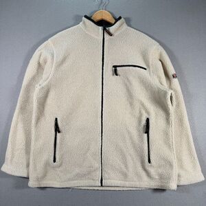 Old Navy Sherpa Fleece Jacket Mens XL Off White Outdoor‎ Mockneck Soft Fuzzy